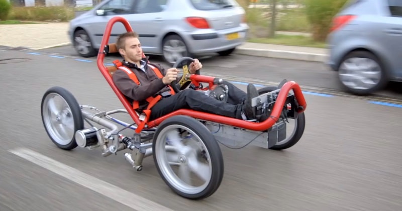 four wheeled bicycle with full body