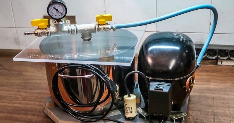 Diy Vacuum Pump Chamber With A Fridge Compressor - Diy Vacuum Pump From Compressor To