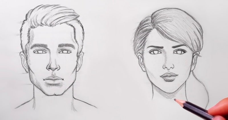 human face sketch step by step