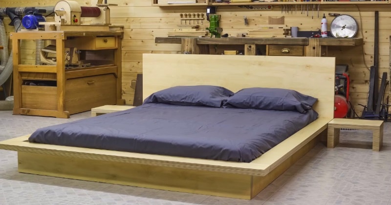 Plywood Japanese Style Tatami Bed, Asian Style Low Bed Frames