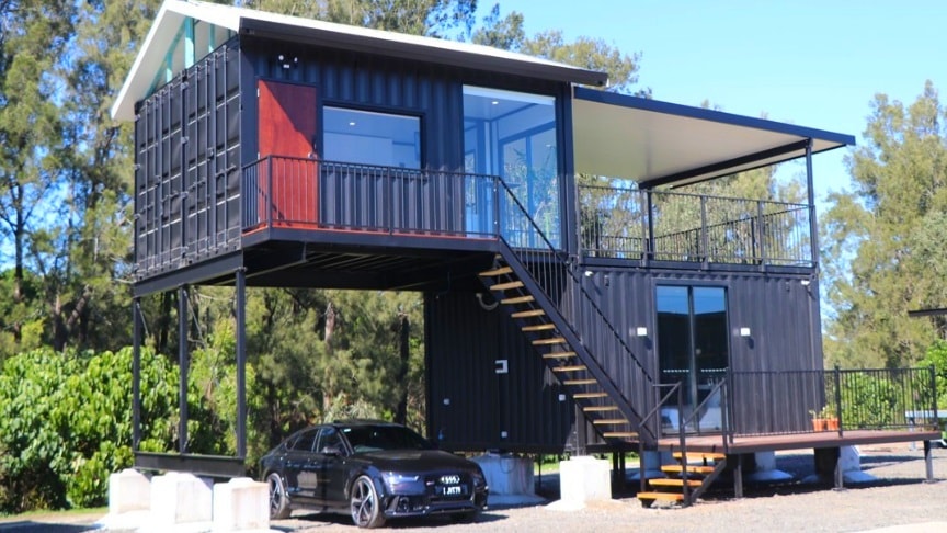 shipping container home 2 story