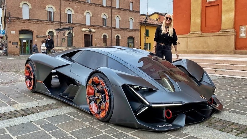 Lamborghini Terzo Millennio concept.Lamborghini's new fully electric  hypercar has self-healing bodywork Stock Photo - Alamy