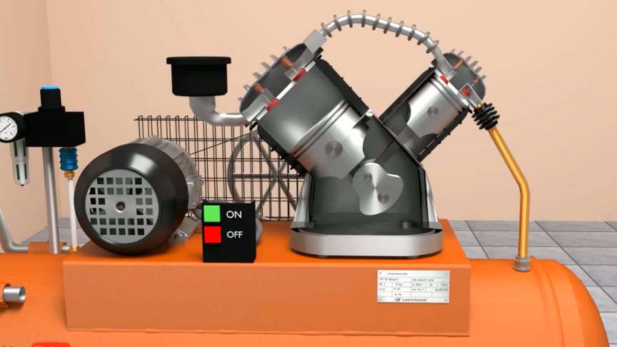 Air Compressor Working Principle 3D Animation