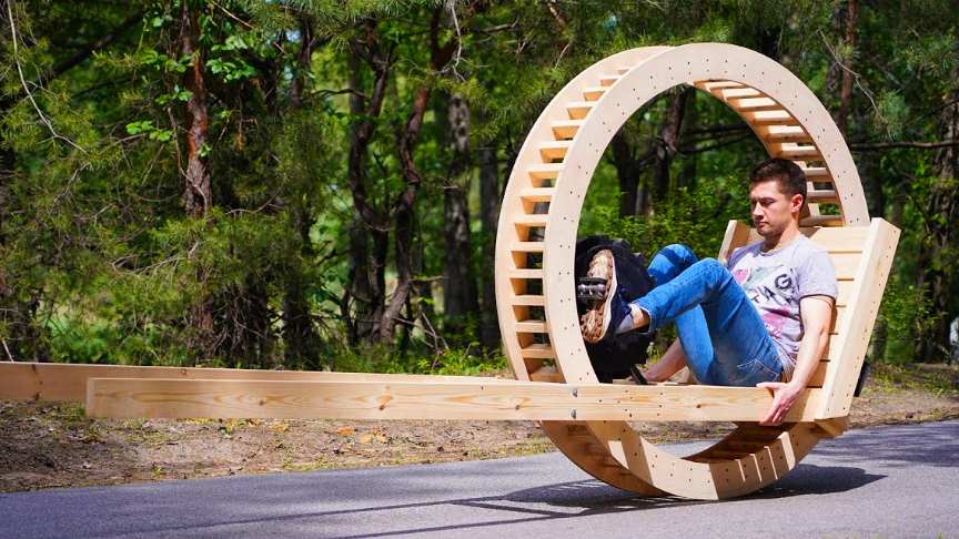DIY Pedal Powered Monowheel Bicycle Out Of Wood