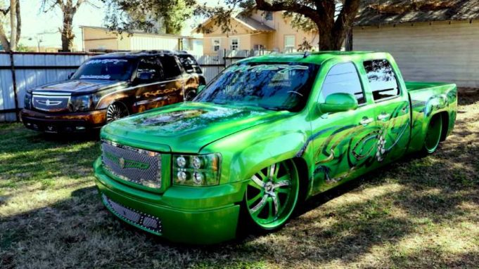 Custom Built Green Envy GMC Sierra Pickup Truck