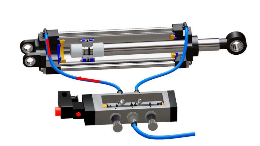 hydraulic cylinder working animation