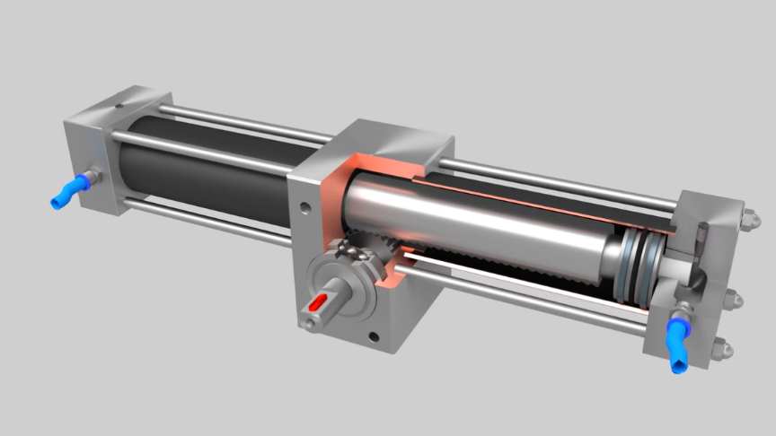 hydraulic cylinder working animation