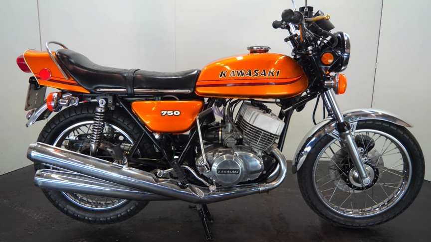 kollidere Tilsætningsstof To grader 1972 Kawasaki 750 H2 748cc 3 Cylinder Motorcycle Starting Up