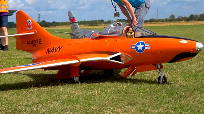 RC Model F9F Cougar Turbine Powered Airplane