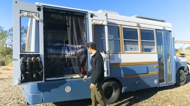 Self Converted Shuttle Bus With Recirculating Shower